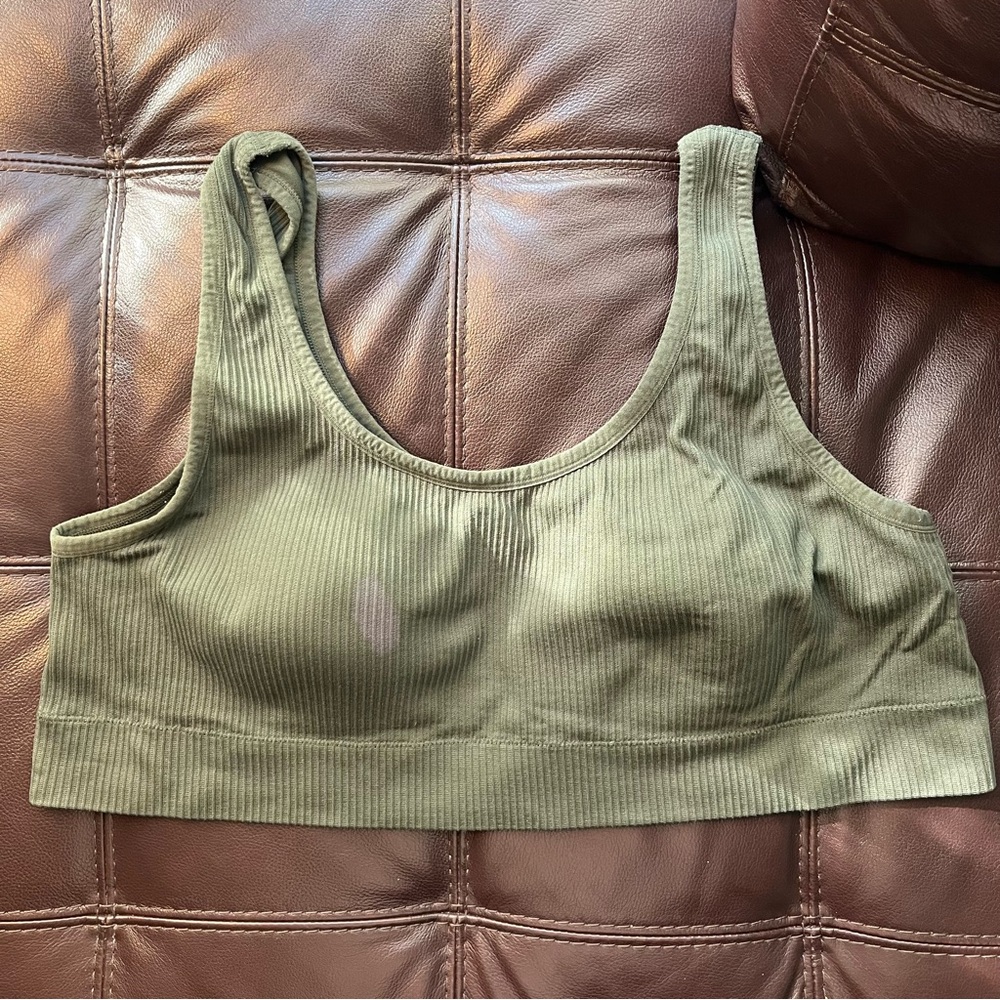 Olive Green Ribbed Sports Bra Torrid 4x Bralette Seamless